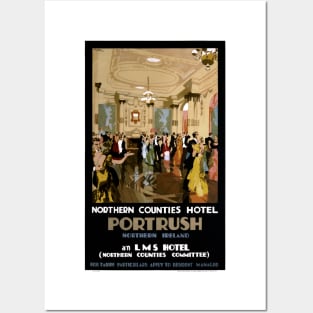 Vintage Travel Poster Ireland Portrush Northern Counties Hotel Posters and Art